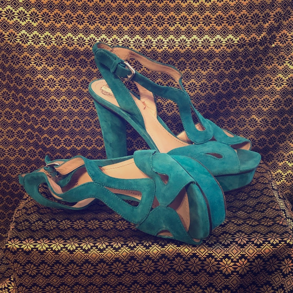 Teal platform VC sandal